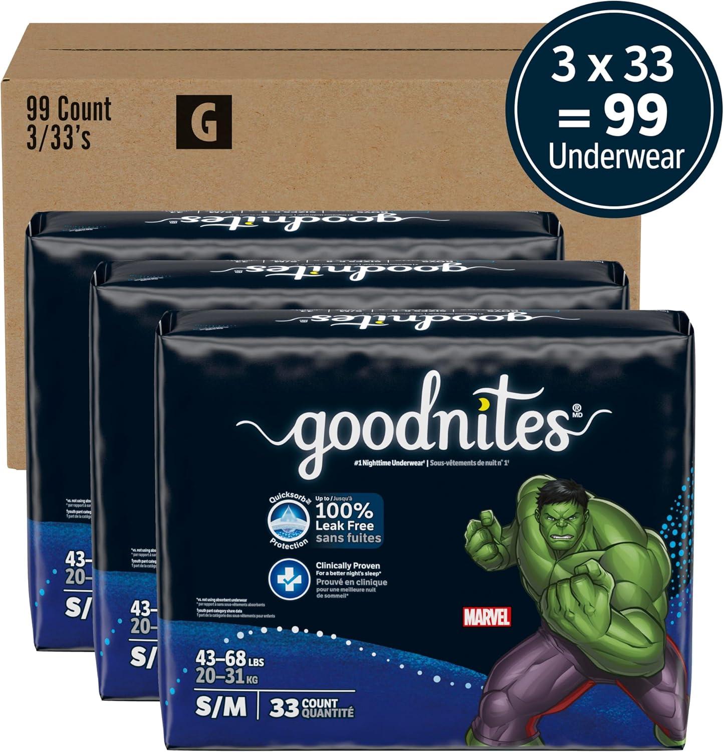 image:imageGoodnites Boys Nighttime Bedwetting Underwear Size Large 6895 lbs 58 Ct 2 Packs of 29 Packaging May VarySmallMedium