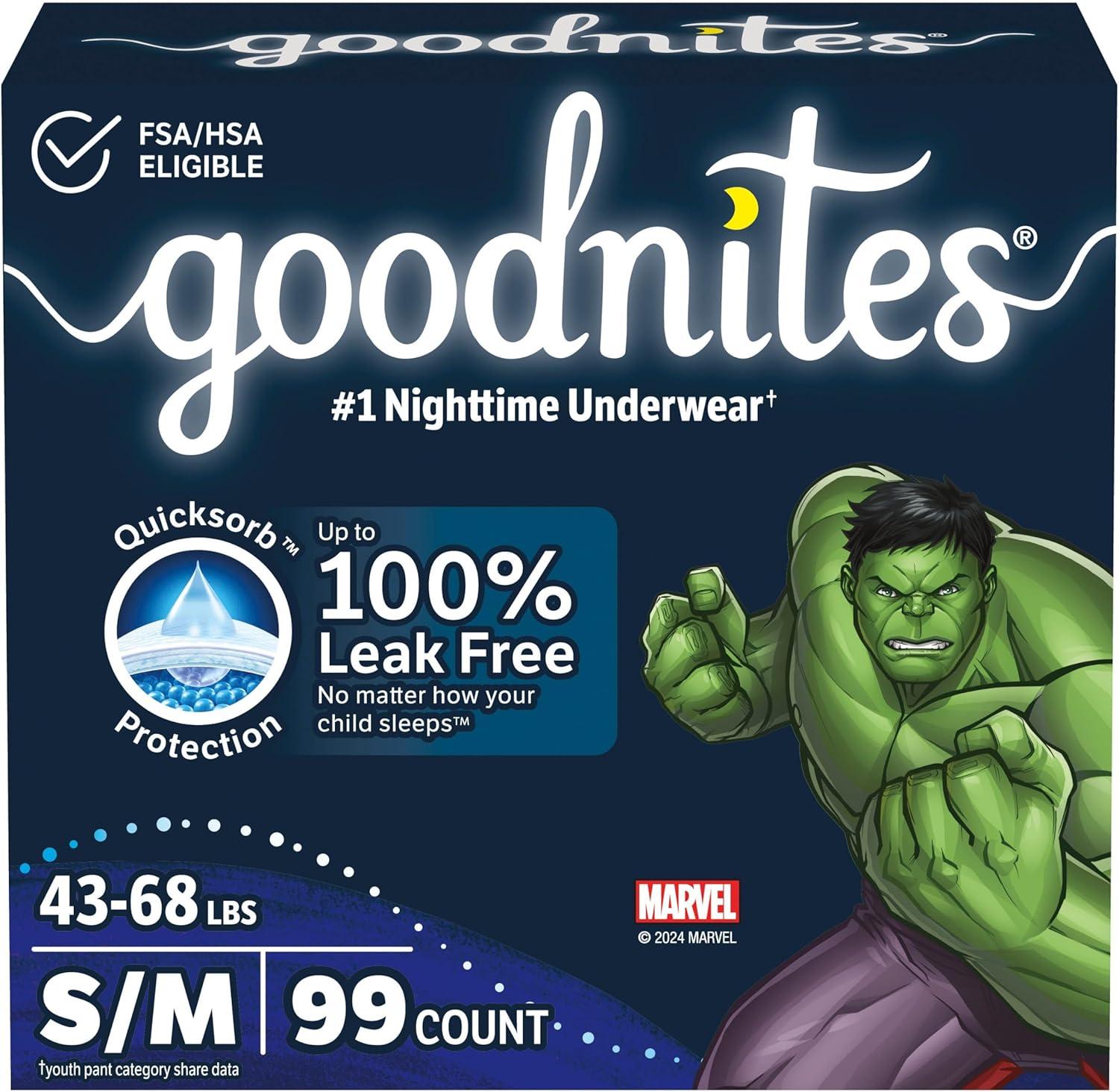 image:imageGoodnites Boys Nighttime Bedwetting Underwear Size Large 6895 lbs 58 Ct 2 Packs of 29 Packaging May VarySmallMedium