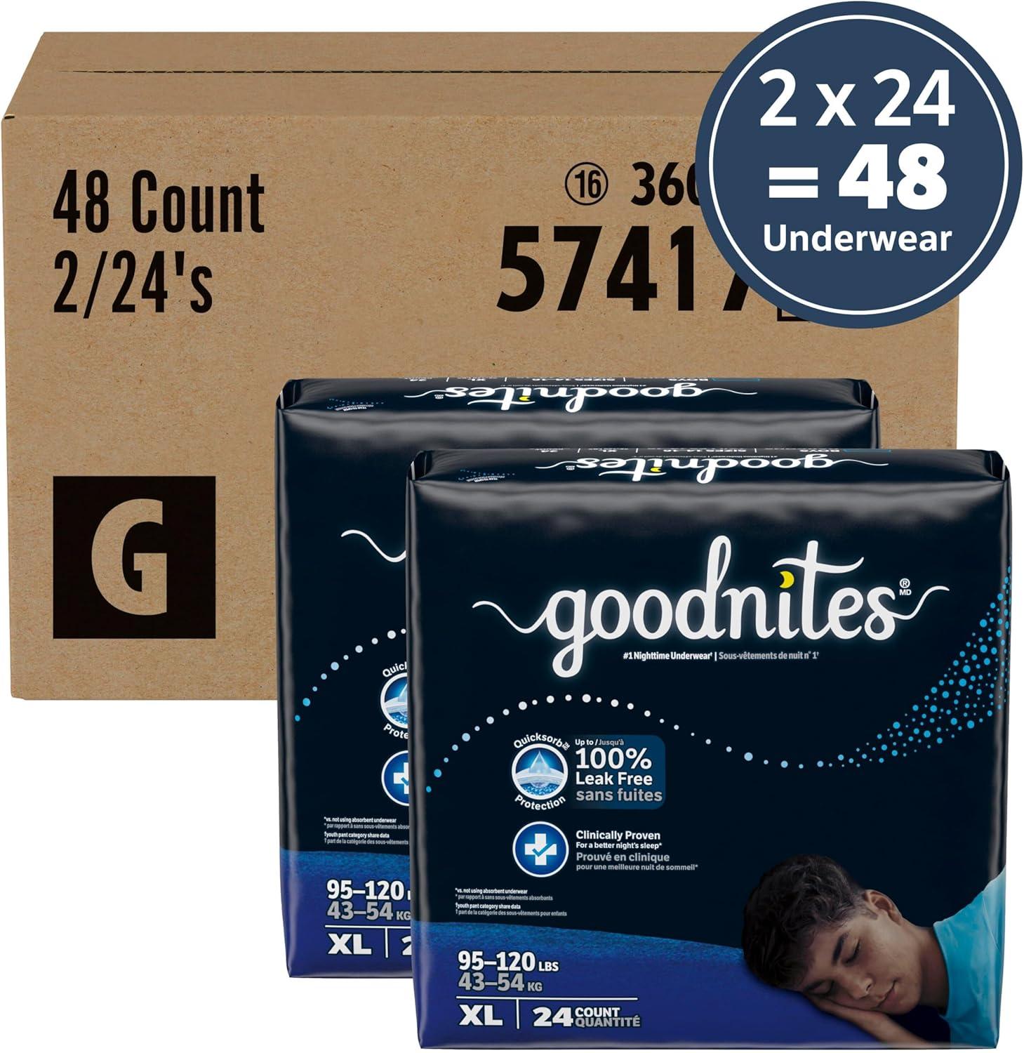 image:imageGoodnites Boys Nighttime Bedwetting Underwear Size Large 6895 lbs 58 Ct 2 Packs of 29 Packaging May VaryXLarge