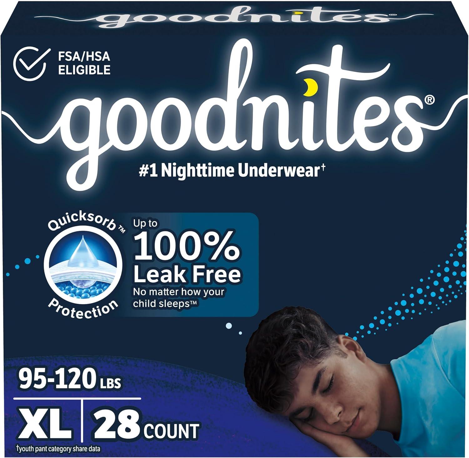 image:imageGoodnites Boys Nighttime Bedwetting Underwear Size Large 6895 lbs 58 Ct 2 Packs of 29 Packaging May VaryXLarge