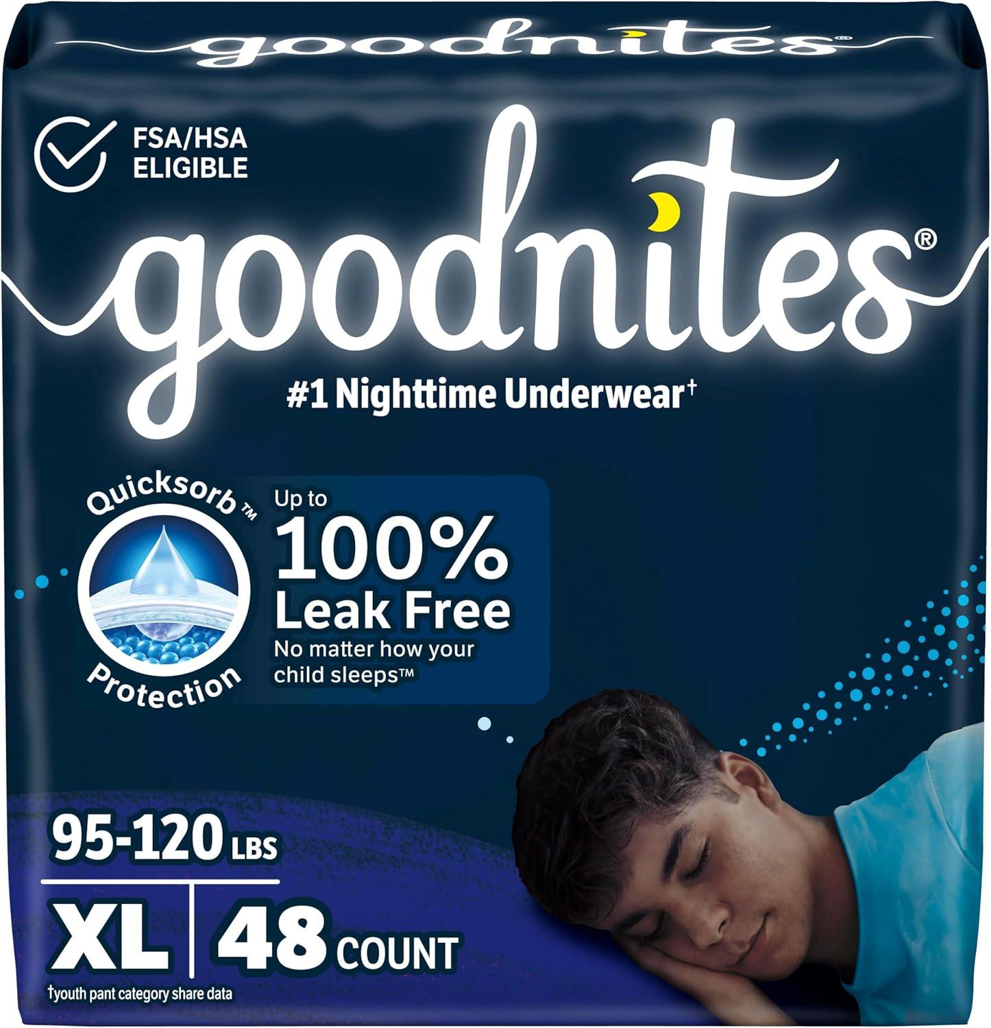 image:imageGoodnites Boys Nighttime Bedwetting Underwear Size Large 6895 lbs 58 Ct 2 Packs of 29 Packaging May VaryXLarge