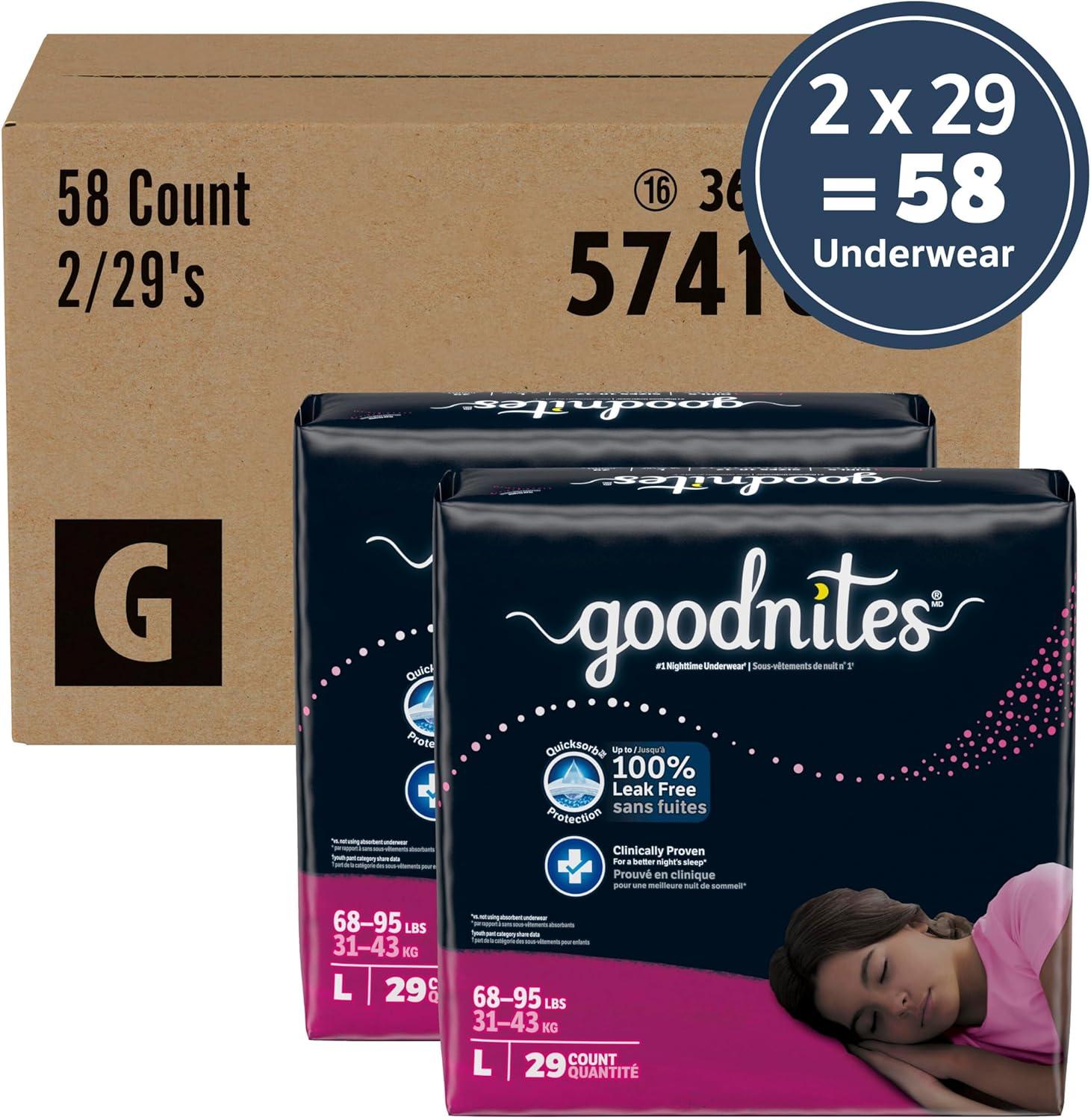 image:imageGoodnites Girls Nighttime Underwear Size XXL 120165 lbs 54 Ct Packaging May VaryLarge