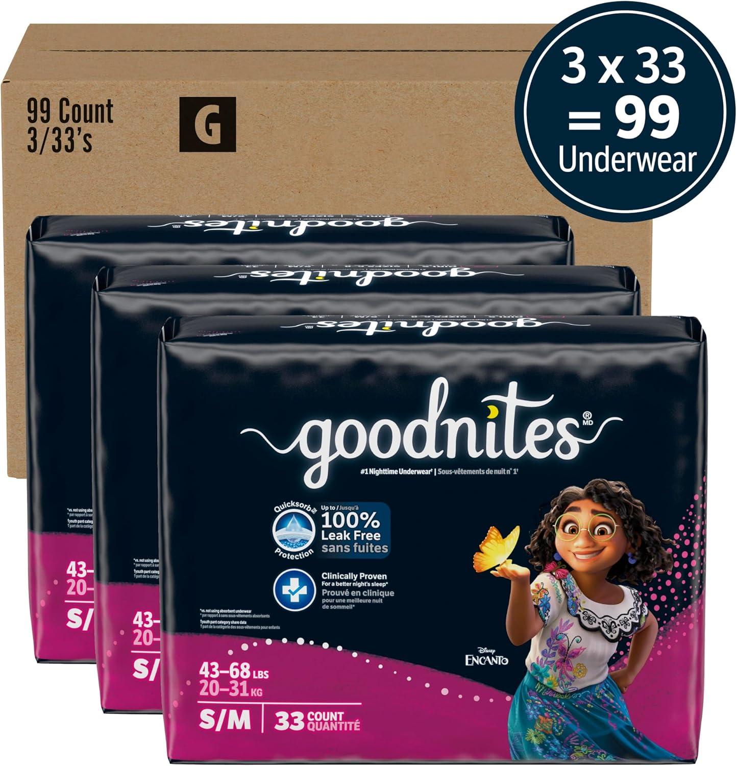 image:imageGoodnites Girls Nighttime Underwear Size XXL 120165 lbs 54 Ct Packaging May VarySmallMedium