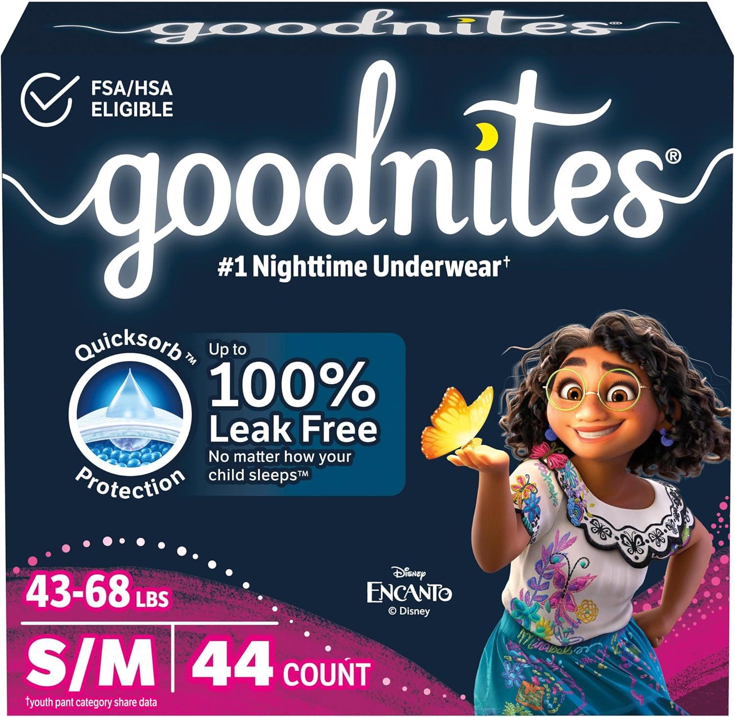 image:imageGoodnites Girls Nighttime Underwear Size XXL 120165 lbs 54 Ct Packaging May VarySmallMedium