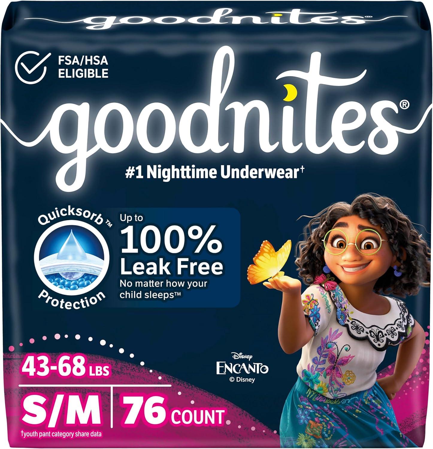 image:imageGoodnites Girls Nighttime Underwear Size XXL 120165 lbs 54 Ct Packaging May VarySmallMedium