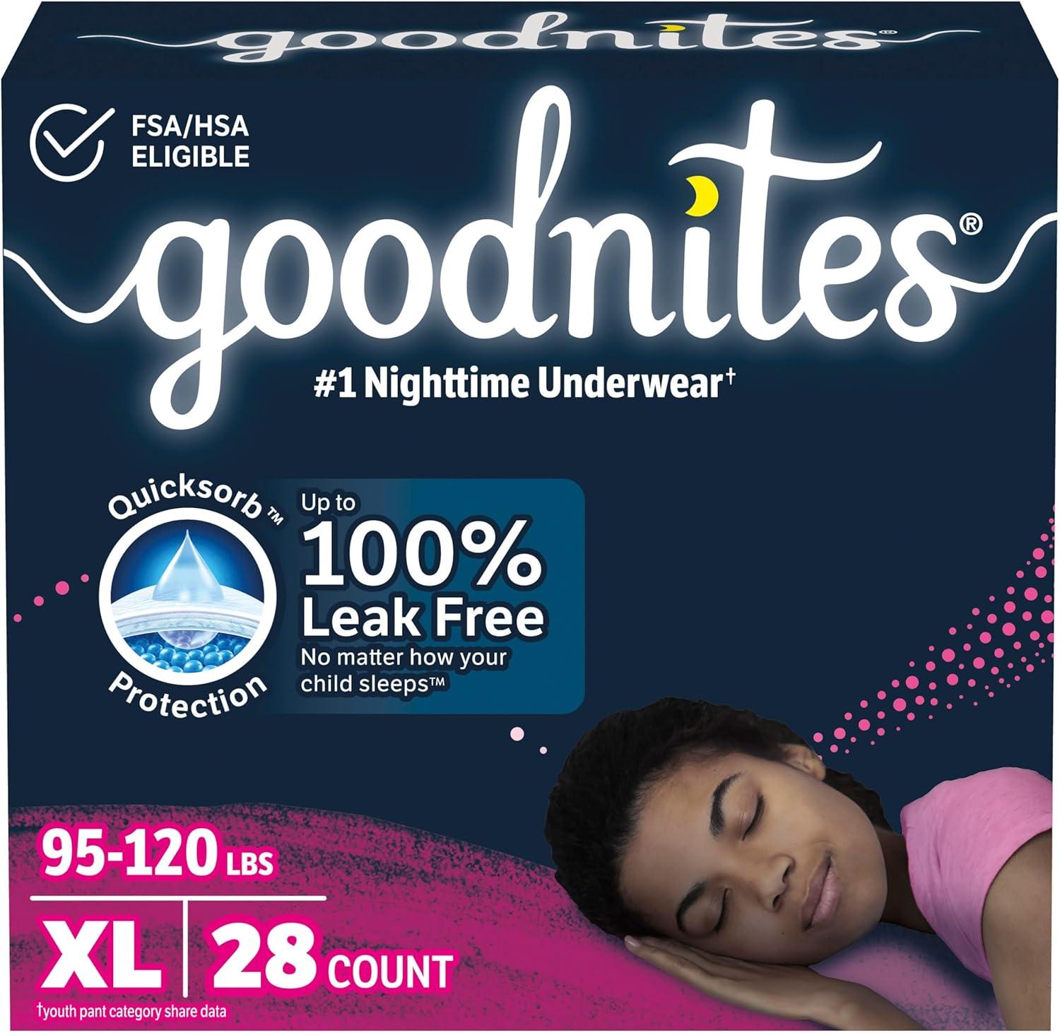 image:imageGoodnites Girls Nighttime Underwear Size XXL 120165 lbs 54 Ct Packaging May VaryXLarge
