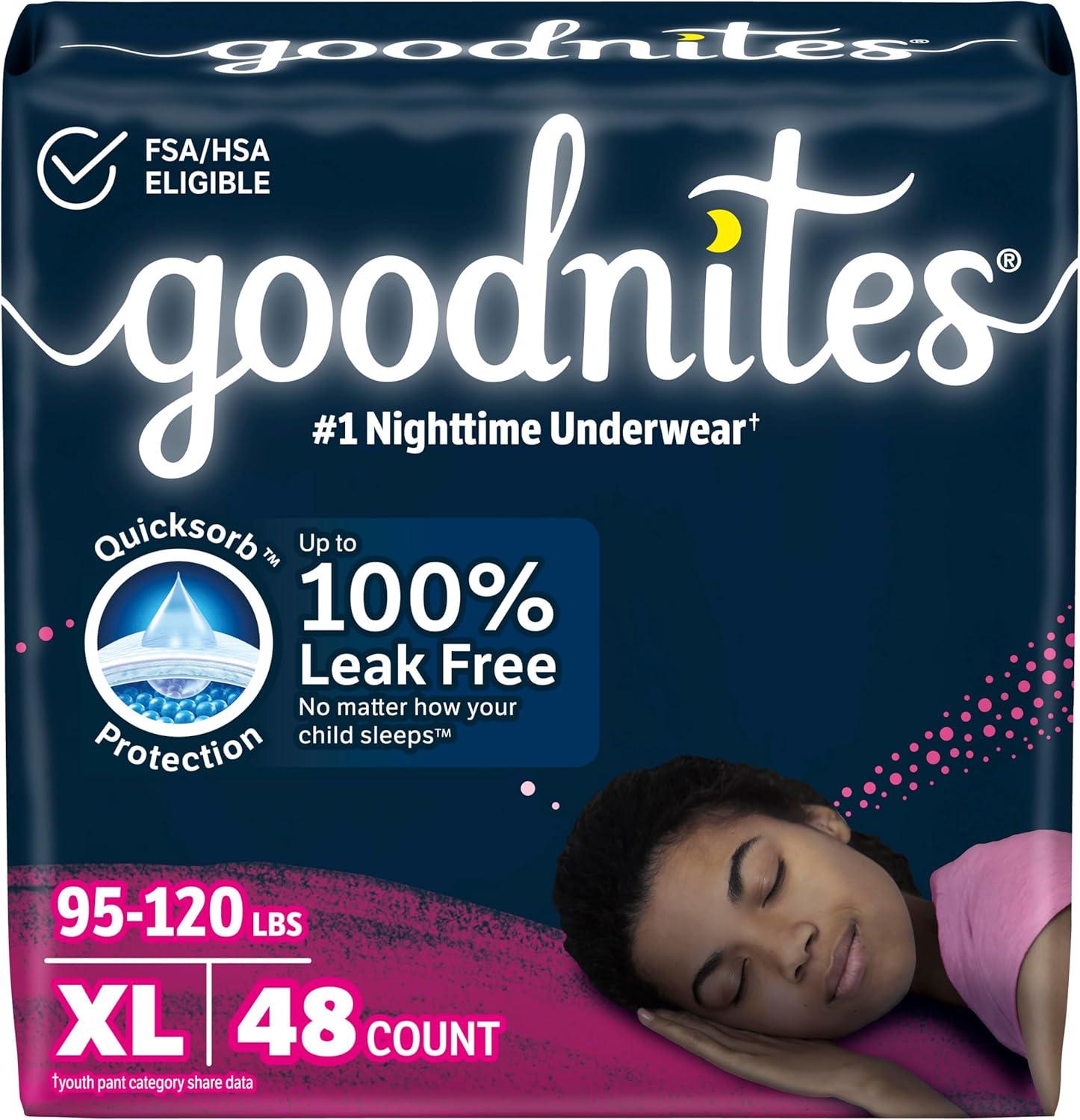 image:imageGoodnites Girls Nighttime Underwear Size XXL 120165 lbs 54 Ct Packaging May VaryXLarge