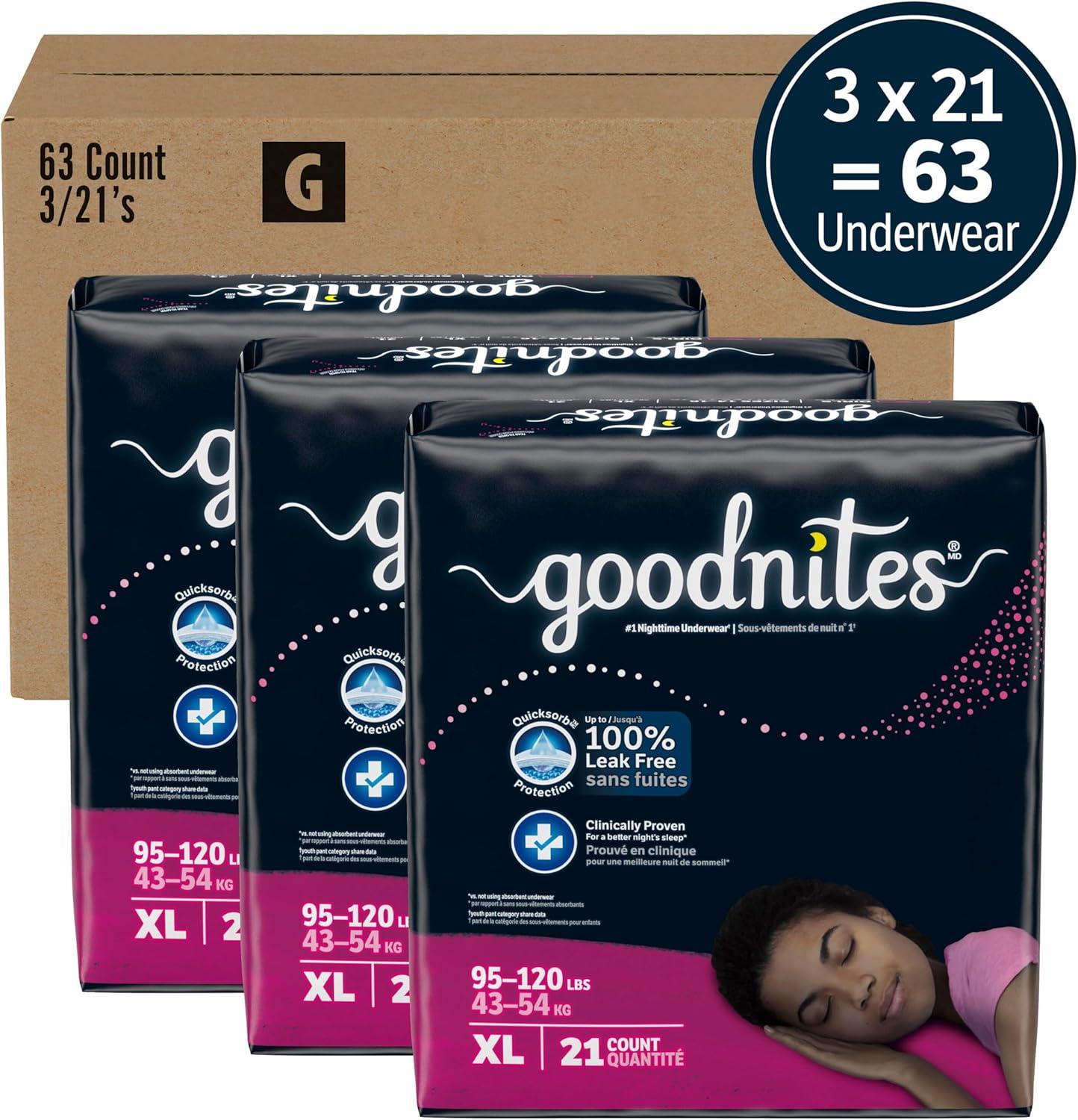 image:imageGoodnites Girls Nighttime Underwear Size XXL 120165 lbs 54 Ct Packaging May VaryXLarge