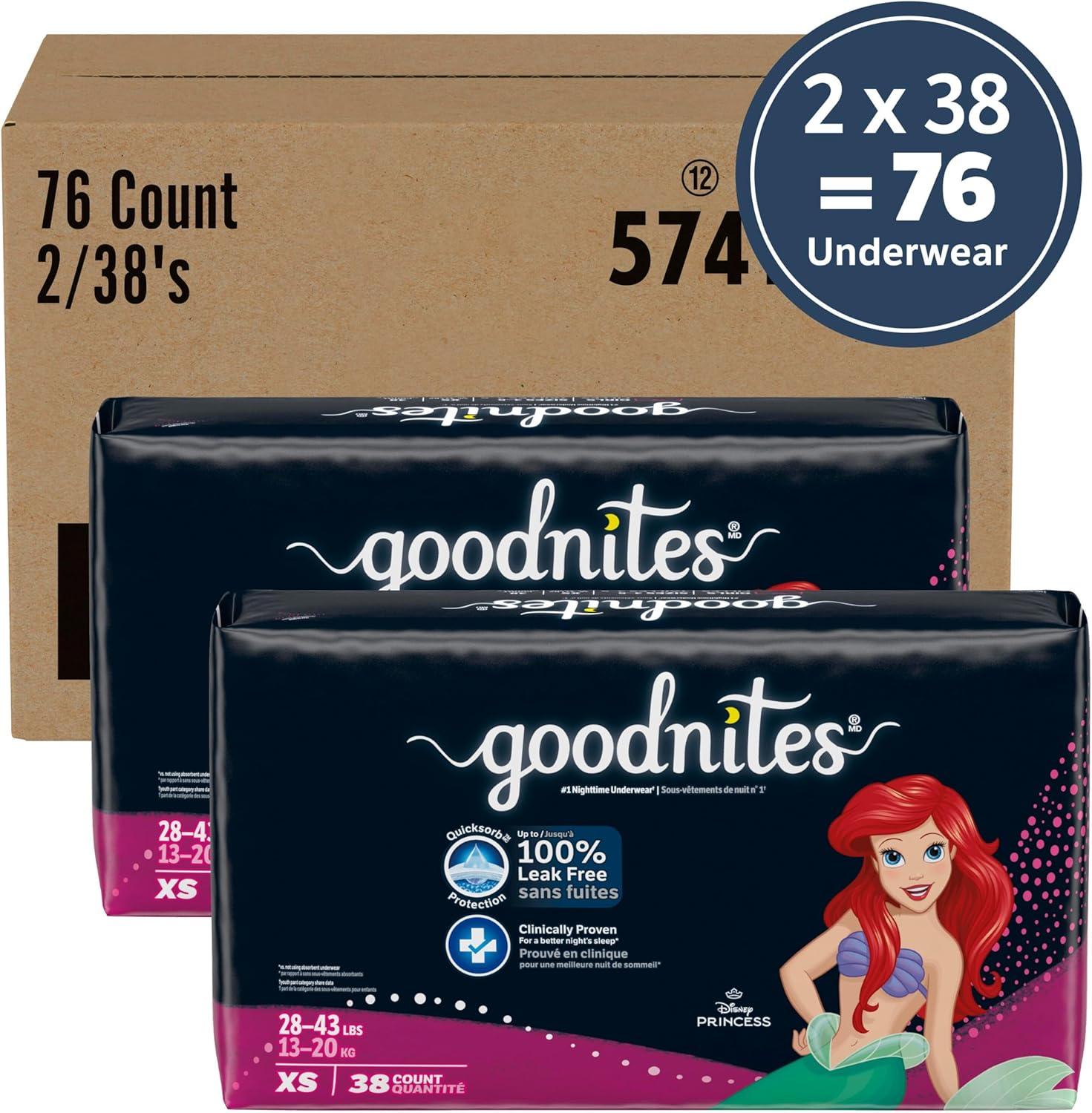 image:imageGoodnites Girls Nighttime Underwear Size XXL 120165 lbs 54 Ct Packaging May VaryXSmall