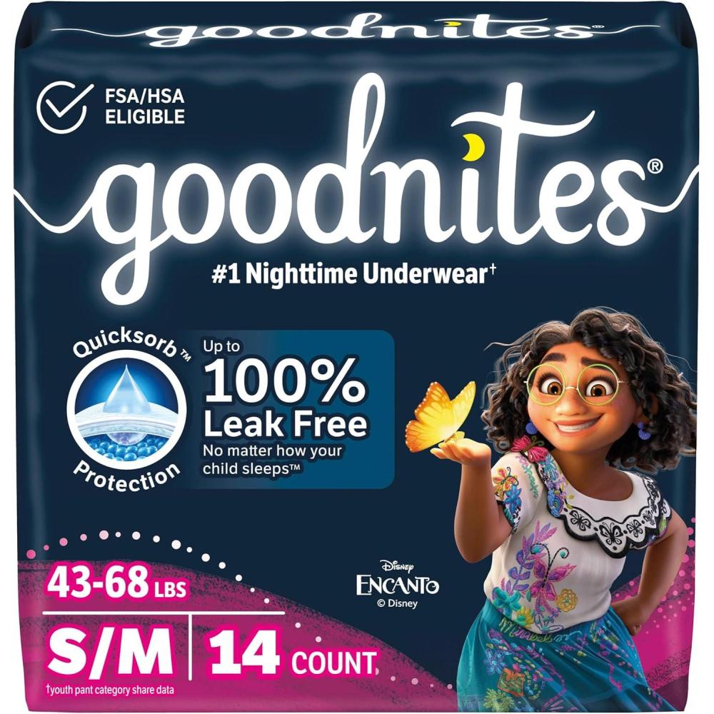 image:imageGoodnites Girls Nighttime Underwear Size XXL 120165 lbs 54 Ct Packaging May VarySmallMedium