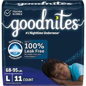 Goodnites Boys’ Nighttime Bedwetting Underwear, Size Large (68-95 lbs), 58 Ct (2 Packs of 29), Packaging May Vary(Large)