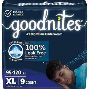 Goodnites Boys’ Nighttime Bedwetting Underwear, Size Large (68-95 lbs), 58 Ct (2 Packs of 29), Packaging May Vary(X-Large)