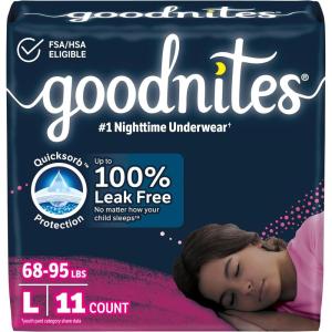 Goodnites Girls’ Nighttime Underwear, Size XXL (120-165 lbs), 54 Ct, Packaging May Vary(Large)